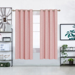 Deconovo Energy Saving Curtains, Gold Diamond Printed Thermal Insulated Blackout Curtains, W52 X L72 Inch, Coral Pink, 2 Panels - thumbnail 2