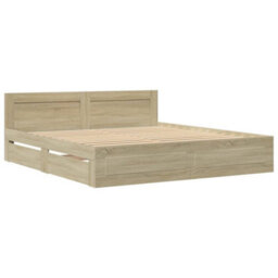 Berkfield Bed Frame With Headboard Without Mattress Sonoma Oak 200X200 Cm - thumbnail 3
