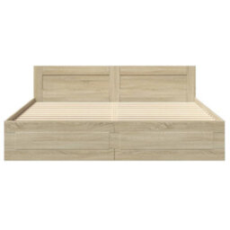 Berkfield Bed Frame With Headboard Without Mattress Sonoma Oak 200X200 Cm - thumbnail 5