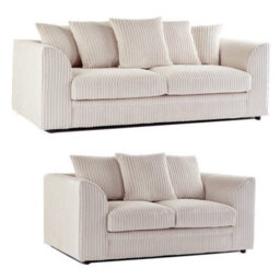 Furnishings For Less UK Luxor Jumbo Cord Cream 3 + 2 Fabric Sofa Suite - thumbnail 1