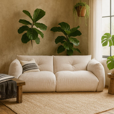 Wyld Haus Camden Cosy Natural Fabric 3-Seater Sofa - image 1