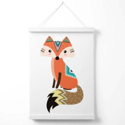 Artze Wall Art Orange Fox Tribal Animal Art Print With White Frame Size: A4 - thumbnail 1