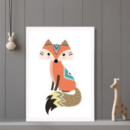 Artze Wall Art Orange Fox Tribal Animal Art Print With White Frame Size: A4 - thumbnail 2