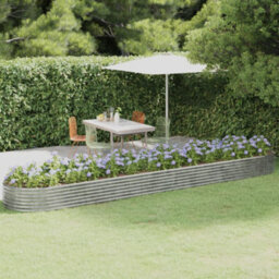 Berkfield Garden Planter Powder-Coated Steel 507X100X36 Cm Silver