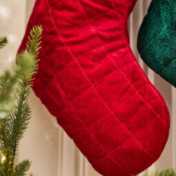 Dibor Traditional Harrington Quilted Red Velvet Xmas Gift Decoration Christmas Stocking For Kids - thumbnail 2