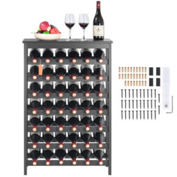 Vevor 42 Bottle Modular Wine Rack, 7-Tier Solid Bamboo Wood Storage Racks With Table Top, For Kitchen, Bar, And Cellar - thumbnail 1