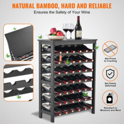 Vevor 42 Bottle Modular Wine Rack, 7-Tier Solid Bamboo Wood Storage Racks With Table Top, For Kitchen, Bar, And Cellar - thumbnail 6