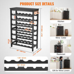 Vevor 42 Bottle Modular Wine Rack, 7-Tier Solid Bamboo Wood Storage Racks With Table Top, For Kitchen, Bar, And Cellar - thumbnail 7