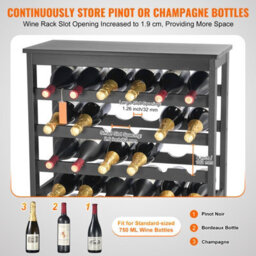 Vevor 42 Bottle Modular Wine Rack, 7-Tier Solid Bamboo Wood Storage Racks With Table Top, For Kitchen, Bar, And Cellar - thumbnail 4