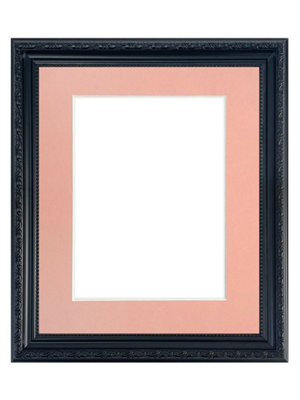 Frames By Post Shabby Chic Black Frame With Pink Mount For Image Size 16 X 12 Inch - image 1