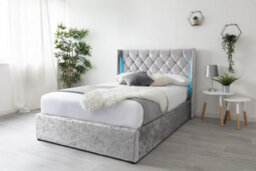 Loxley Led Silver Crushed Velvet Storage Ottoman Bed - Double 4Ft6 - thumbnail 3