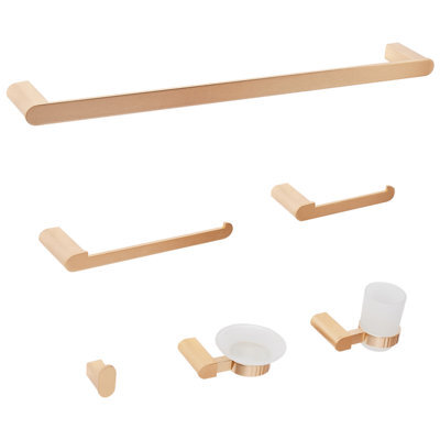 Beliani 6-Piece Bathroom Hardware Set Paracas With Towel Bars And Hooks Gold - image 1