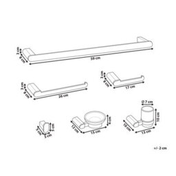 Beliani 6-Piece Bathroom Hardware Set Paracas With Towel Bars And Hooks Gold - thumbnail 3