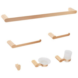 Beliani 6-Piece Bathroom Hardware Set Paracas With Towel Bars And Hooks Gold - thumbnail 1