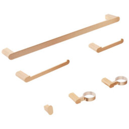 Beliani 6-Piece Bathroom Hardware Set Paracas With Towel Bars And Hooks Gold - thumbnail 4