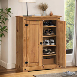 Mercers Furniture Corona 2 Door Shoe Rack Cupboard Storage Cabinet Solid Wood Mexican Pine Wooden - thumbnail 5