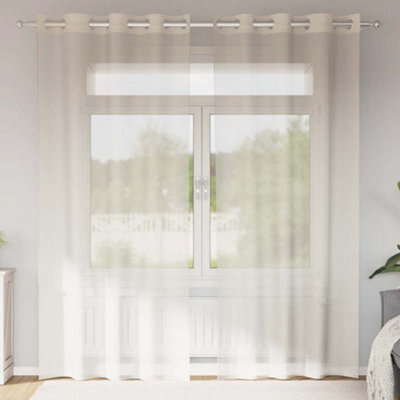 Berkfield Voile Curtains With Grommets 2 Pcs Cream 140X245 Cm - image 1