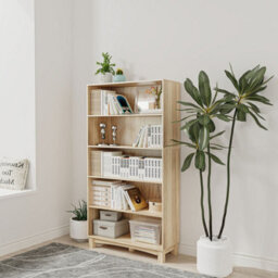 Urbn-Living Urbnliving 150Cm Height Oak 5 Tier Wooden Bookcase Shelf Storage Display Shelving Unit - thumbnail 2