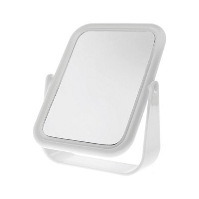 Blue Canyon White Free Standing Mirror 18Cm Double Sided Bathroom Makeup 2X Magnification Plastic Frame