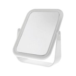 Blue Canyon White Free Standing Mirror 18Cm Double Sided Bathroom Makeup 2X Magnification Plastic Frame