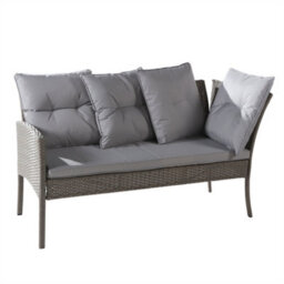 Abrihome 6-7 Seater Outdoor Patio Furniture,lounge Corner Sofa Set With Table Stool, Mixed Khaki Wicker With Light Grey Cushions - thumbnail 4