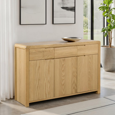 Julian Bowen Curve 3 Door 3 Drawer Sideboard - Oak - image 1