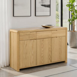 Julian Bowen Curve 3 Door 3 Drawer Sideboard - Oak