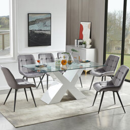 Furniture in Fashion Zanti Clear Glass Dining Table With White High Gloss Base - thumbnail 4