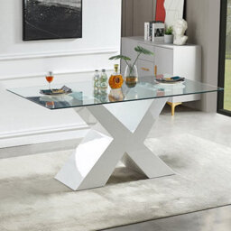 Furniture in Fashion Zanti Clear Glass Dining Table With White High Gloss Base - thumbnail 1