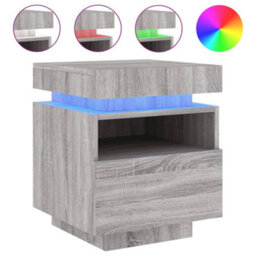 Vidaxl Bedside Cabinet With Led Lights Grey Sonoma 40X39X48.5 Cm - thumbnail 2