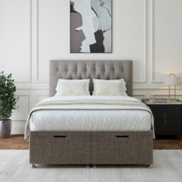 Bedmaster Slate Linen Ottoman Divan Base And Button Headboard Small Double - thumbnail 2