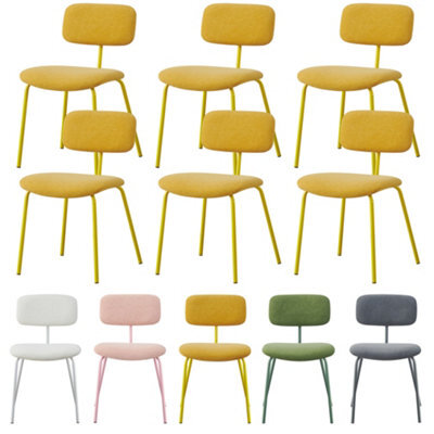 Mof Modern Upholstered Dining Chairs Set Of 6 Fabric Padded Seat With Metal Legs (Yellow X6) - image 1