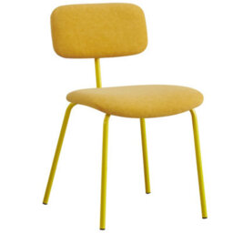 Mof Modern Upholstered Dining Chairs Set Of 6 Fabric Padded Seat With Metal Legs (Yellow X6) - thumbnail 4