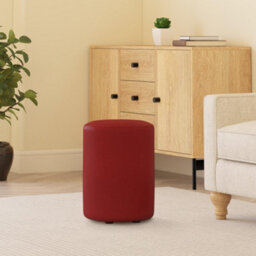 Faux Leather Round Stool Seating Poppy Red Faux Leather - thumbnail 2