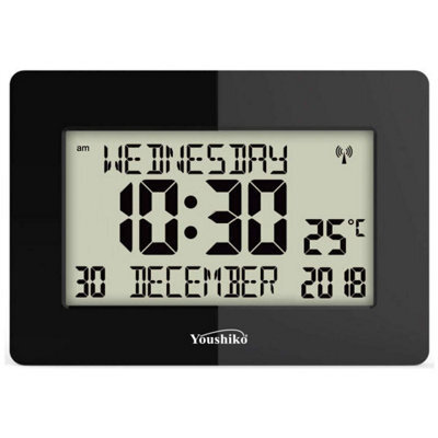 Youshiko Radio Controlled Silent Large Lcd Wall Clock (Official Uk Version) Auto Set Up - image 1