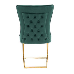 Life Interiors Single Green Trafalgar Velvet Tufted Dining Chair With Chrome Gold Legs - Diamond Pattern Back & Piping Detail - thumbnail 5