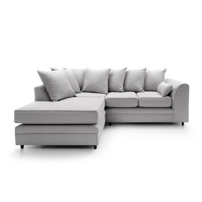 Abakus Direct Darcy Corner Sofa Left Facing In Light Grey Linen Fabric - image 1