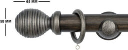 A.unique Home Ribbed Wooden Curtain Pole With Rings And Fittings - 35mm - 120Cm - Brushed Olive - thumbnail 3