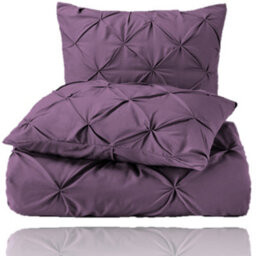 TheWhiteWater Limited Pintuck Duvet Cover Set + Matching Pillowcases With Bedsheet - 3In1 Hotel Style Bedding Set - Purple Plump - thumbnail 6