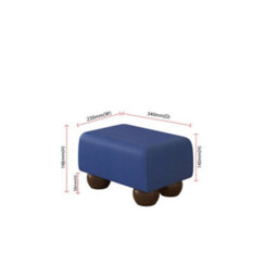 Cornflower Blue Mahogany Wood Bun Feet Faux Leather Small Footstool  Handmade Uk By Footstools Direct - thumbnail 2