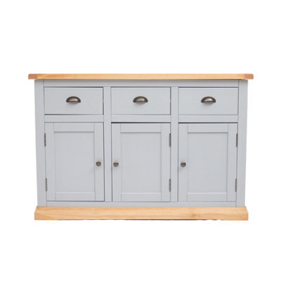 Cabinet Bits Bomporto Light Grey 3 Drawer 3 Door Sideboard Brass Cup Handle - image 1