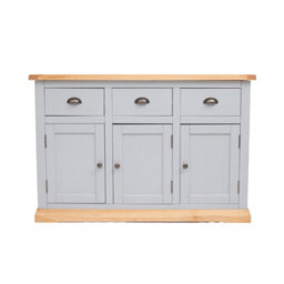 Cabinet Bits Bomporto Light Grey 3 Drawer 3 Door Sideboard Brass Cup Handle