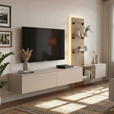 Arte Luzz Entertainment Unit Clay Grey Oak Evoke Led For Tvs Up To 70In - image 1