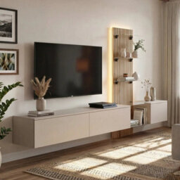 Arte Luzz Entertainment Unit Clay Grey Oak Evoke Led For Tvs Up To 70In