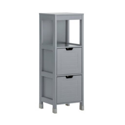 Sobuy Frg127-Sg, Floor Standing Bathroom Storage Cabinet Unit With 1 Shelf And 2 Drawers, Grey,w30Xd30Xh89.2