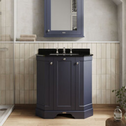 Hudson Reed Floor Standing 3-Door Angled Vanity Unit With 3 Tap Hole Black Marble Top & Basin, Twilight Blue, 786X470mm - thumbnail 2