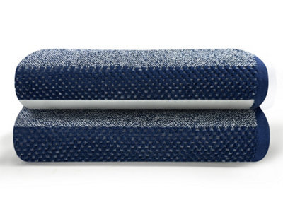 Gc Gaveno Cavailia Stripe Bath Sheets 90X140 Towels Navy Set Of 2 Fast Drying & Water Absorbent Hotel Quality Cotton Towels Set - image 1