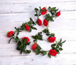 Best Artificial 7Ft Red Silk Rose Garland - thumbnail 3