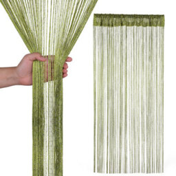 Neel Blue String Curtains Glitter Fringe Panel Fly Screen Doorway Tassel Curatin, 200Cm X 90Cm - Green - thumbnail 1