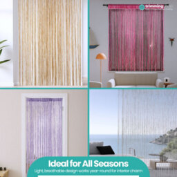 Neel Blue String Curtains Glitter Fringe Panel Fly Screen Doorway Tassel Curatin, 200Cm X 90Cm - Green - thumbnail 9